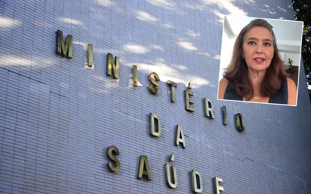 Fachada do Ministério da Saúde na Esplanada dos Ministérios e jornalista Cristina Serra