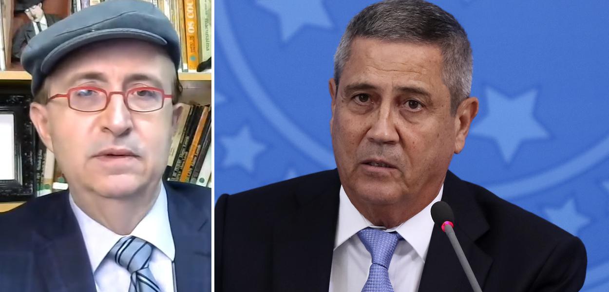 Jornalista Reinaldo Azevedo e o ministro da Defesa, Walter Braga Netto