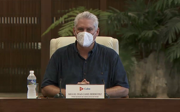 O presidente de Cuba, Miguel Díaz-Canel fez pronunciamento na TV conclamando o povo a rechaçar campanha de desestabilização dos EUA