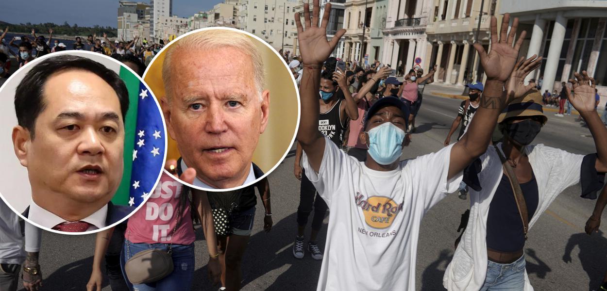 Yang Wanming, Joe Biden e protesto em Cuba