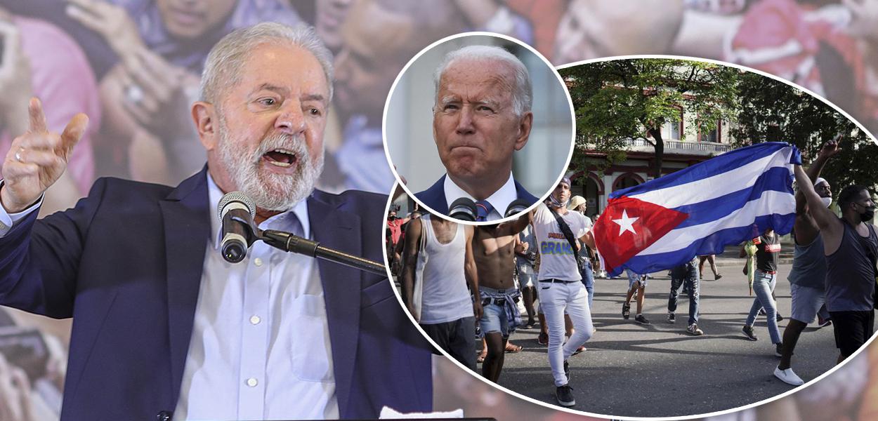 Ex-presidente Luiz Inácio Lula da Silva, presidente dos EUA, Joe Biden e atos em Cuba