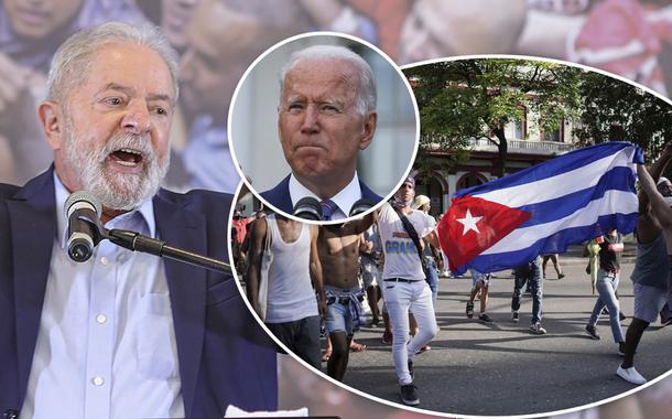 Ex-presidente Luiz Inácio Lula da Silva, presidente dos EUA, Joe Biden e atos em Cuba