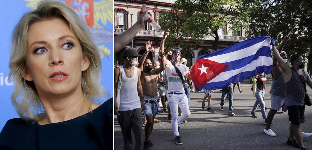 Maria Zakharova e manifestação em Cuba