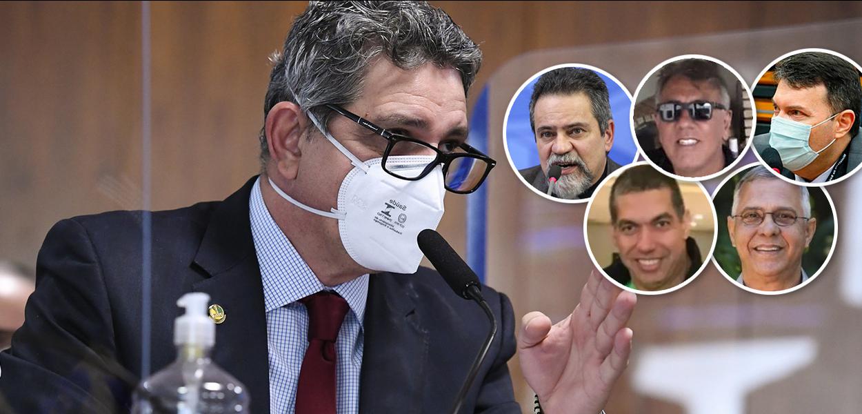 Rogério Carvalho e coronéis Élcio Franco, Helcio Bruno, Marcelo Blanco, Guerra e Boechat