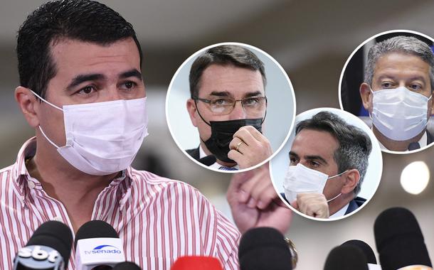 Deputado Luis Miranda, senadores Flávio Bolsonaro e Ciro Nogueira, e deputado Arthur Lira