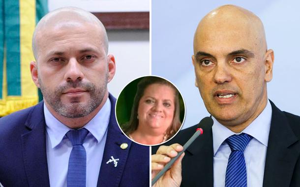 Deputado Daniel Silveira, sua mãe, Dona Matildes Silveira, e o ministro do STF Alexandre de Moraes