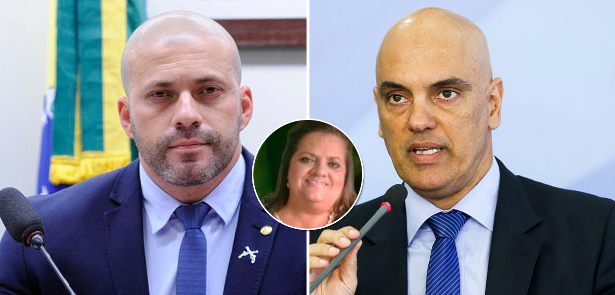 Deputado Daniel Silveira, sua mãe, Dona Matildes Silveira, e o ministro do STF Alexandre de Moraes