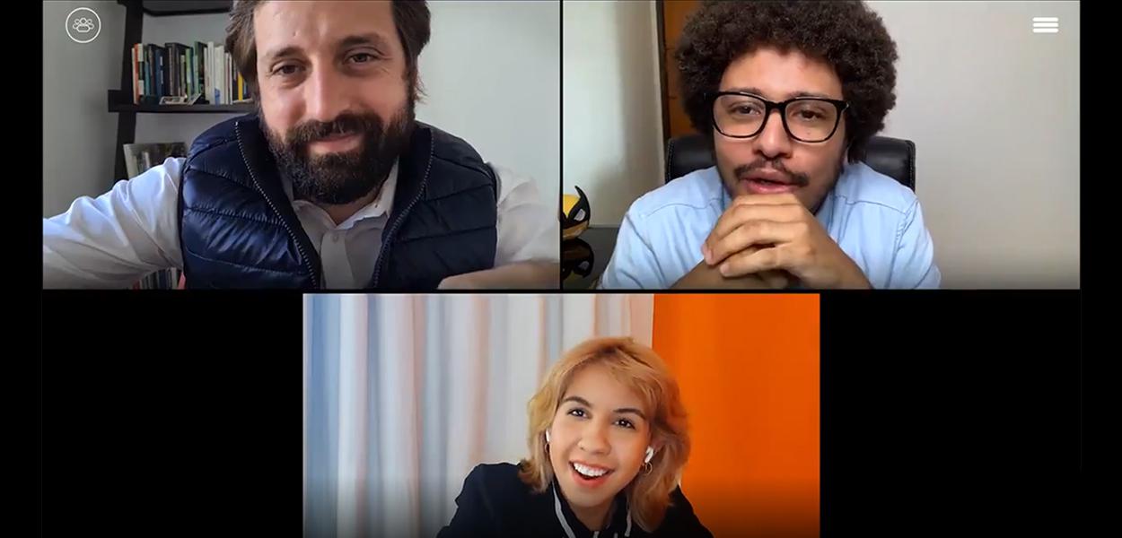 Humoristas Gregório Duvivier (em cima, à esq.), Ademara Barros e João Pimenta