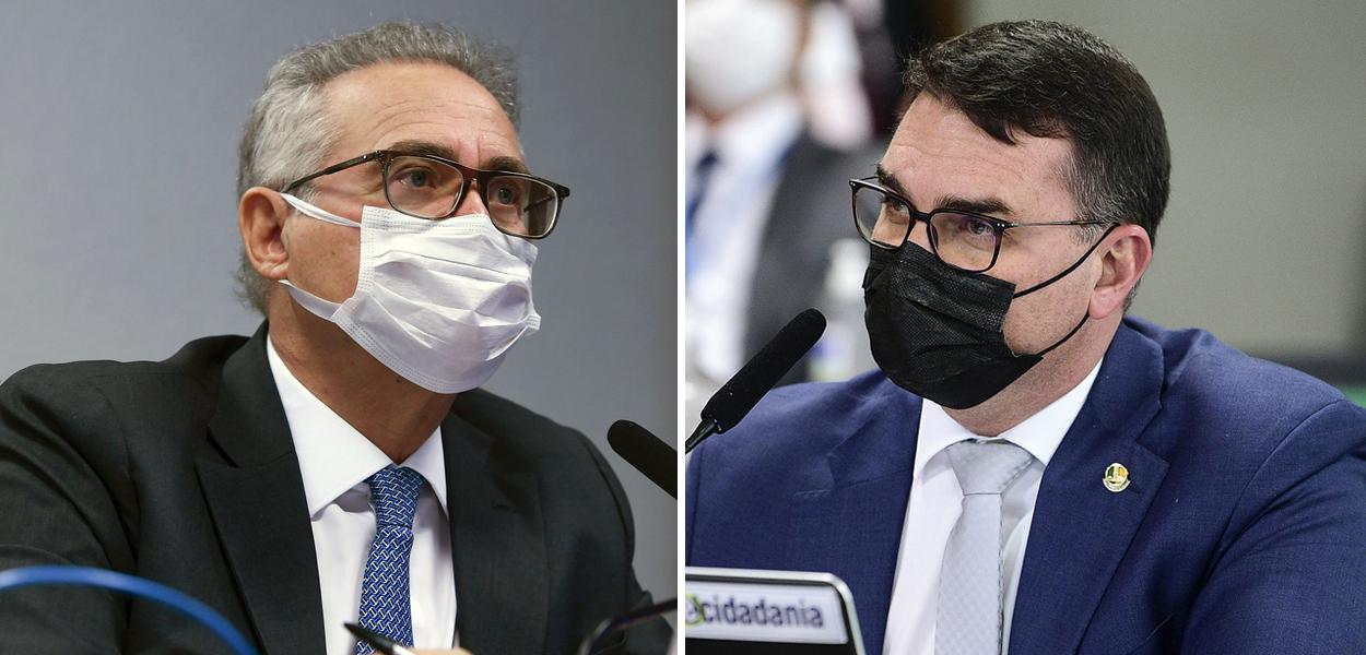 Senadores Renan Calheiros e Flávio Bolsonaro