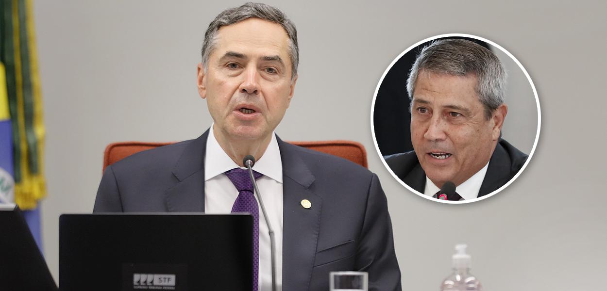 Presidente do TSE, Luis Roberto Barroso, e o ministro da Defesa, Braga Netto