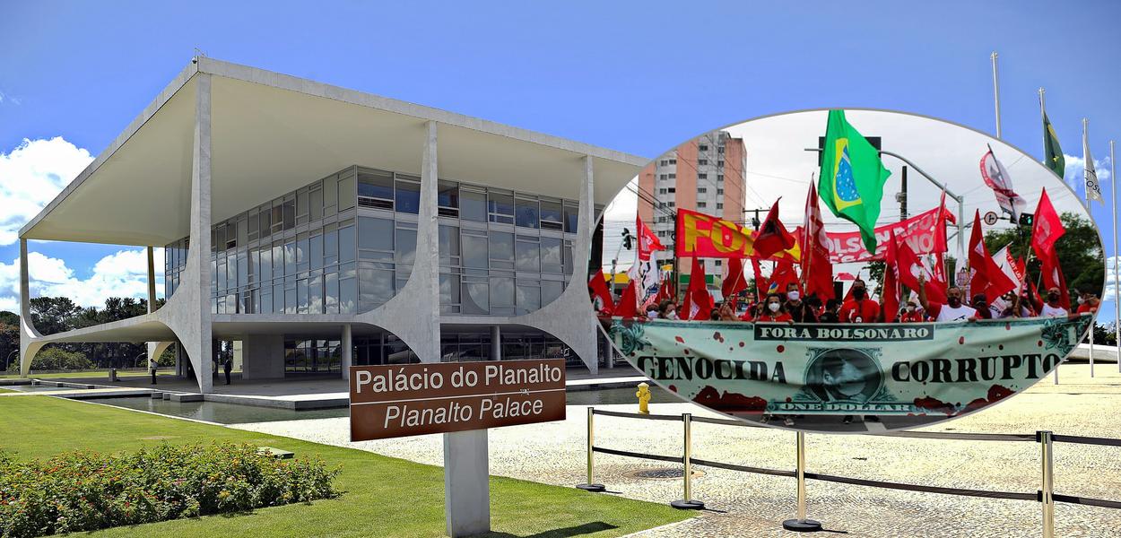 Palácio do Planalto e um ato contra Jair Bolsonaro