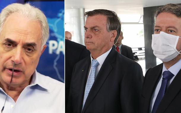 Jornalista William Waack, Jair Bolsonaro e o presidente da Câmara dos Deputados, Arthur Lira