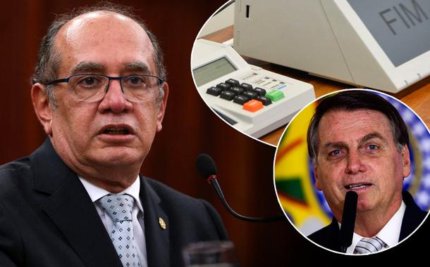 Ministro do STF Gilmar Mendes, Jair Bolsonaro e a urna eletrônica