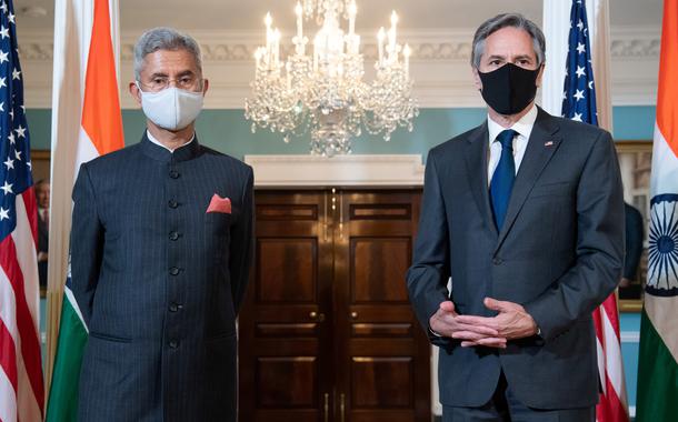 Secretário de Estado dos EUA, Antony Blinken, e o ministro das Relações Exteriores da Índia, Subrahmanyam Jaishankar