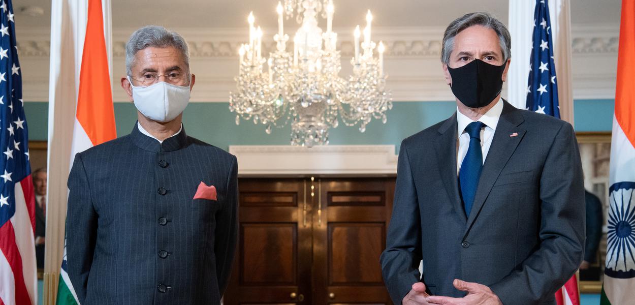 Secretário de Estado dos EUA, Antony Blinken, e o ministro das Relações Exteriores da Índia, Subrahmanyam Jaishankar