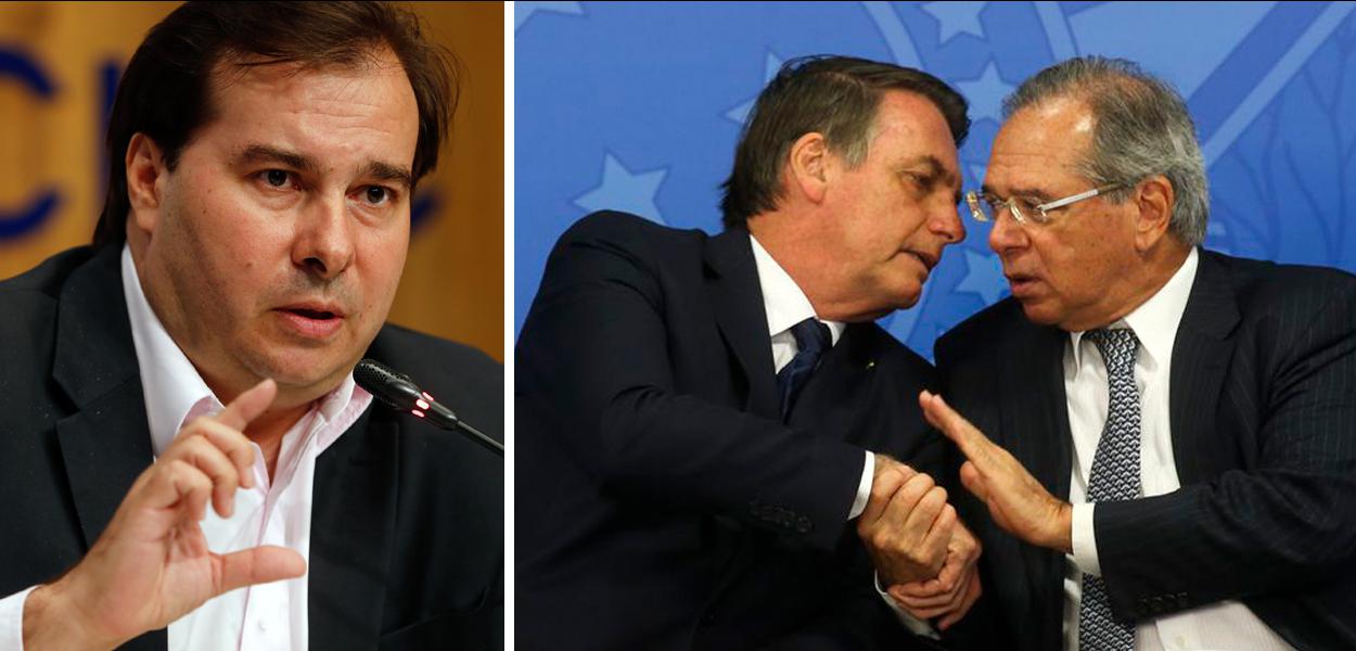 Rodrigo Maia, Paulo Guedes e Jair Bolsonaro