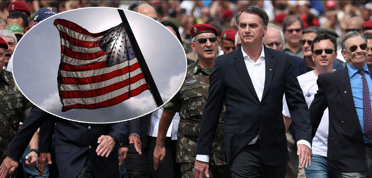 Bandeira dos Estados Unidos, Bolsonaro e militares