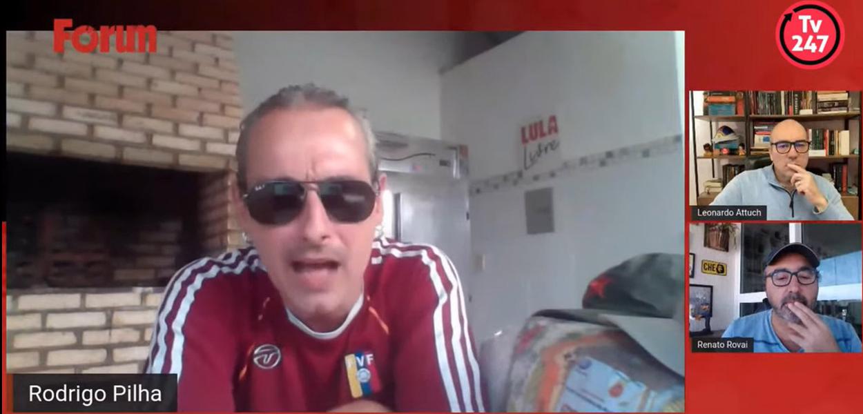Ativista Rodrigo Pilha e os jornalistas Leonardo Attuch e Renato Rovai