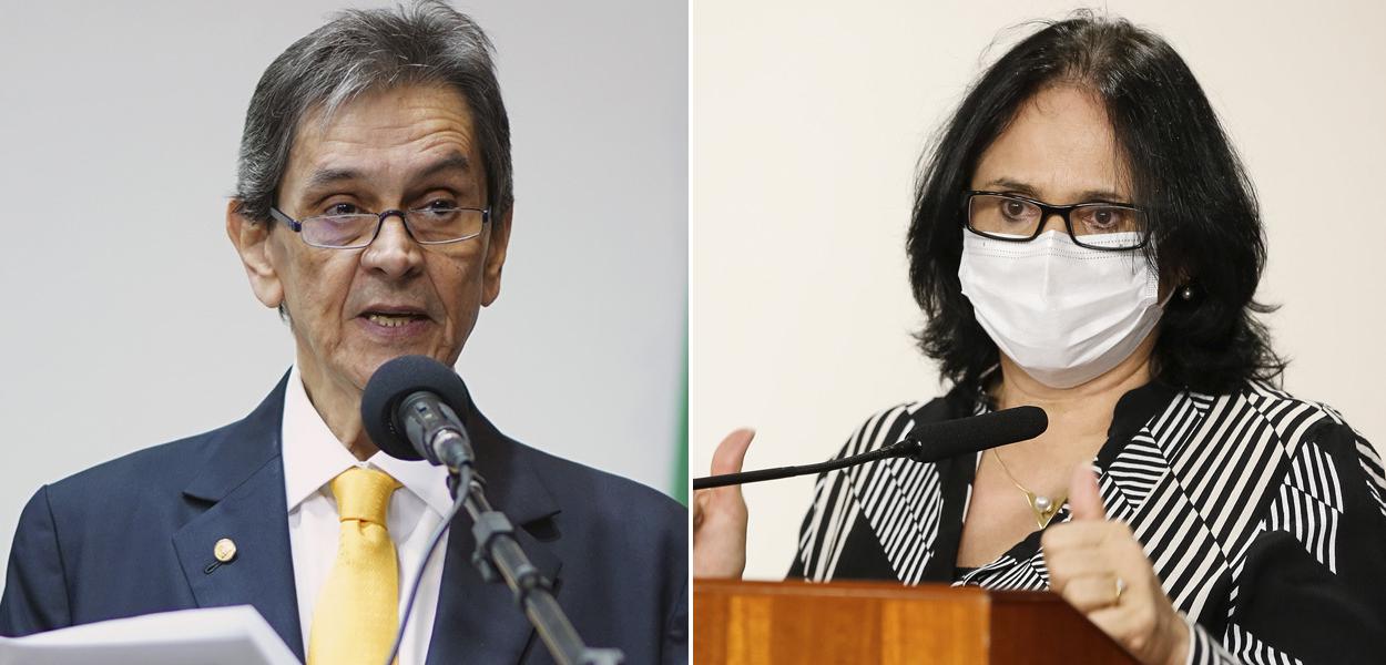 Ex-deputado Roberto Jefferson e a ministra Damares Alves