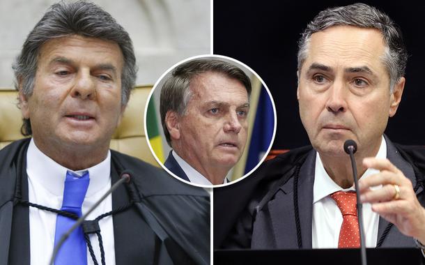 Presidente do STF, Luiz Fux, Jair Bolsonaro e o presidente do TSE, Luís Roberto Barroso