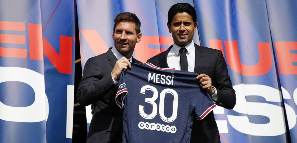 Lionel Messi e Nasser Al-Khelaïfi