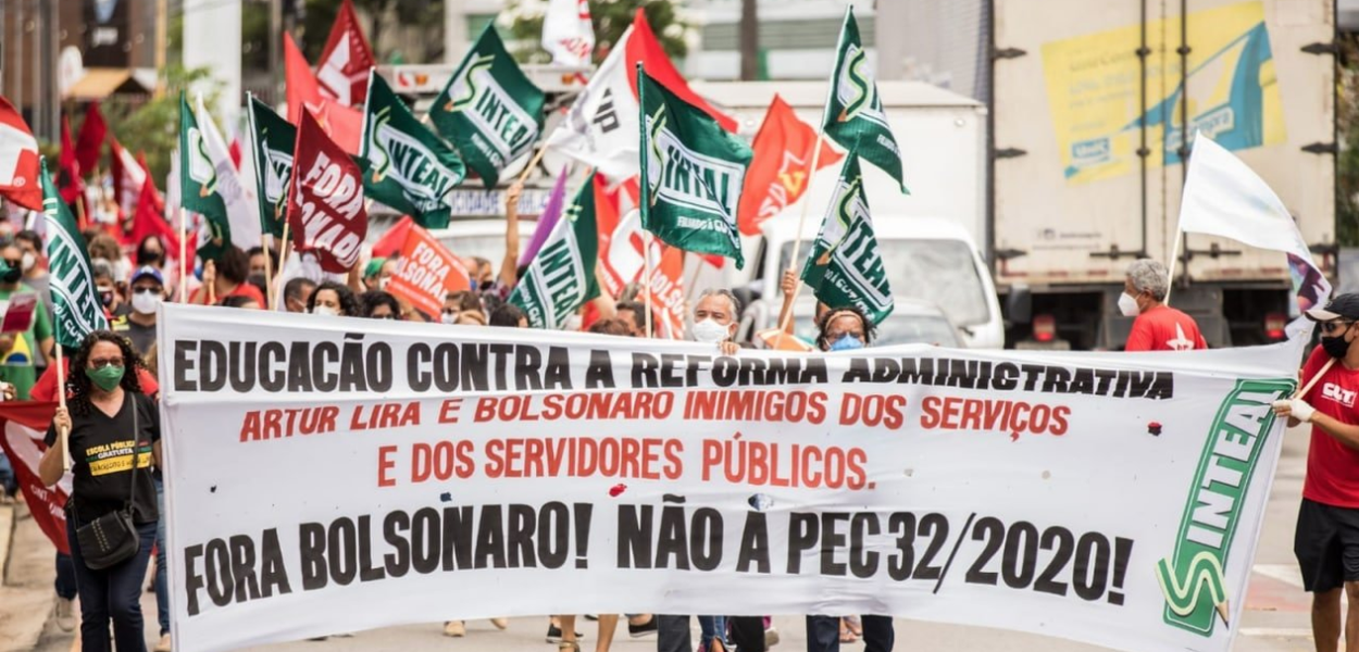 Manifestação de servidores em Alagoas contra a reforma administrativa