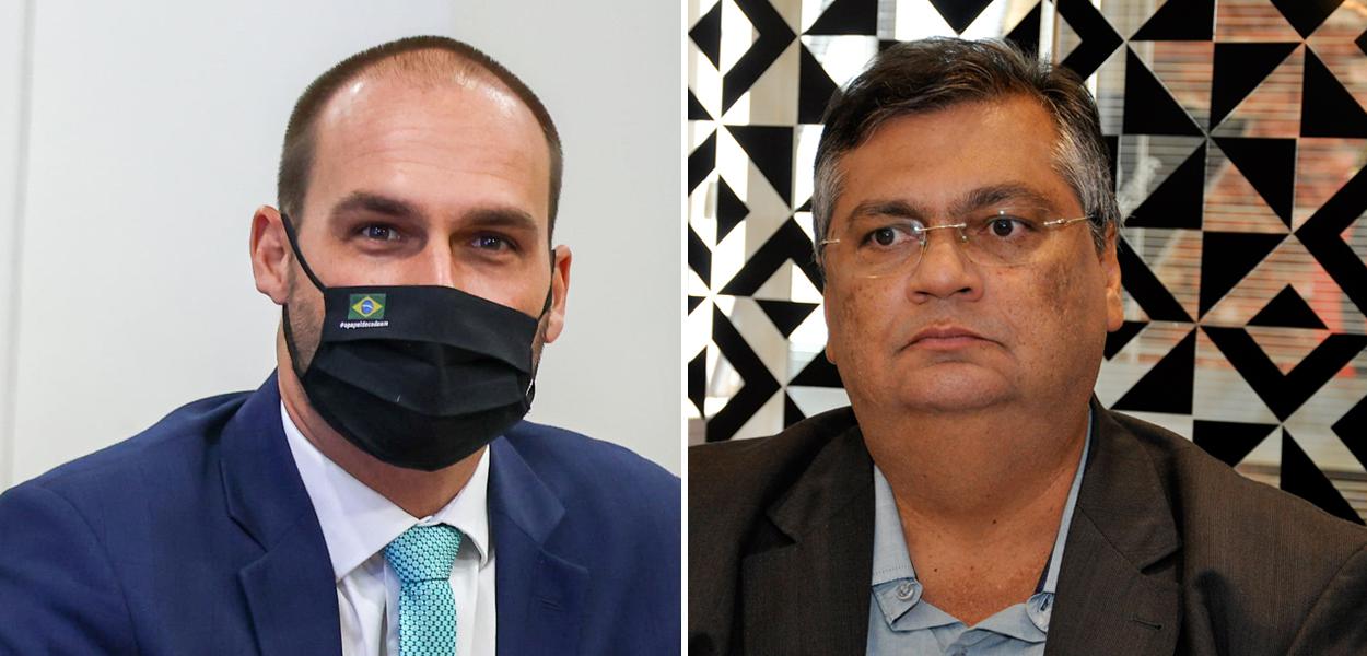 Deputado federal Eduardo Bolsonaro e o governador do Maranhão, Flávio Dino (Foto: Walterson Rosa/MS | Felipe L. Gonçalves/Brasil247) Deputado federal Eduardo Bolsonaro e o governador do Maranhão, Flávio Dino
