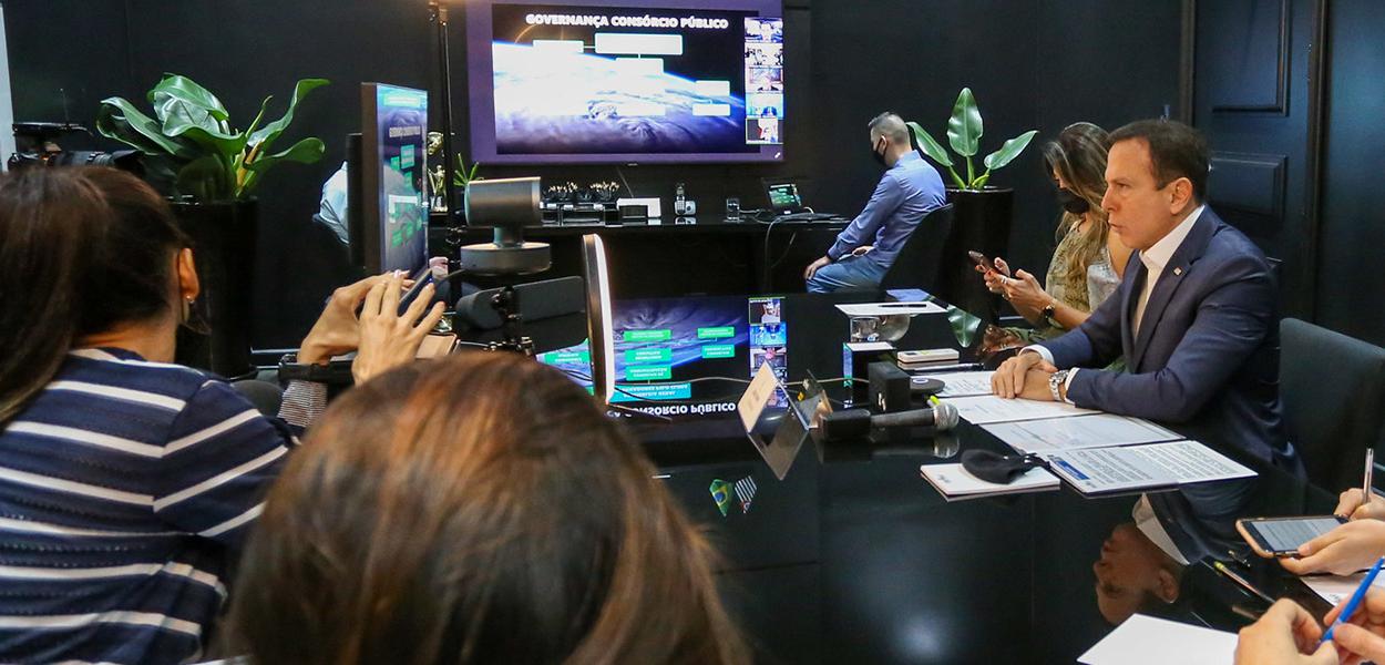 João Doria durante Reunião virtual do Fórum de Governadores