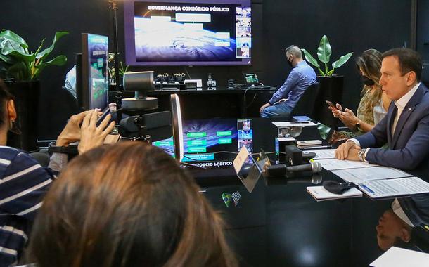 João Doria durante Reunião virtual do Fórum de Governadores