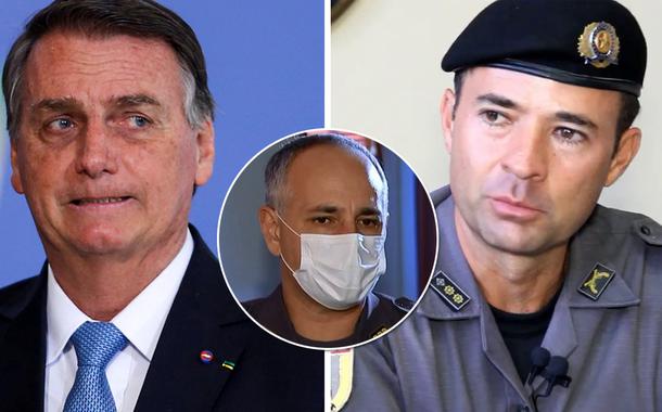 Bolsonaro, coronel da PM-SP Aleksander Lacerda e coronel da reserva Ricardo de Mello Araújo