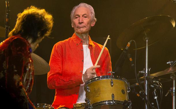 Charlie Watts durante show dos Rolling Stones em Chicago. 21/06/2019