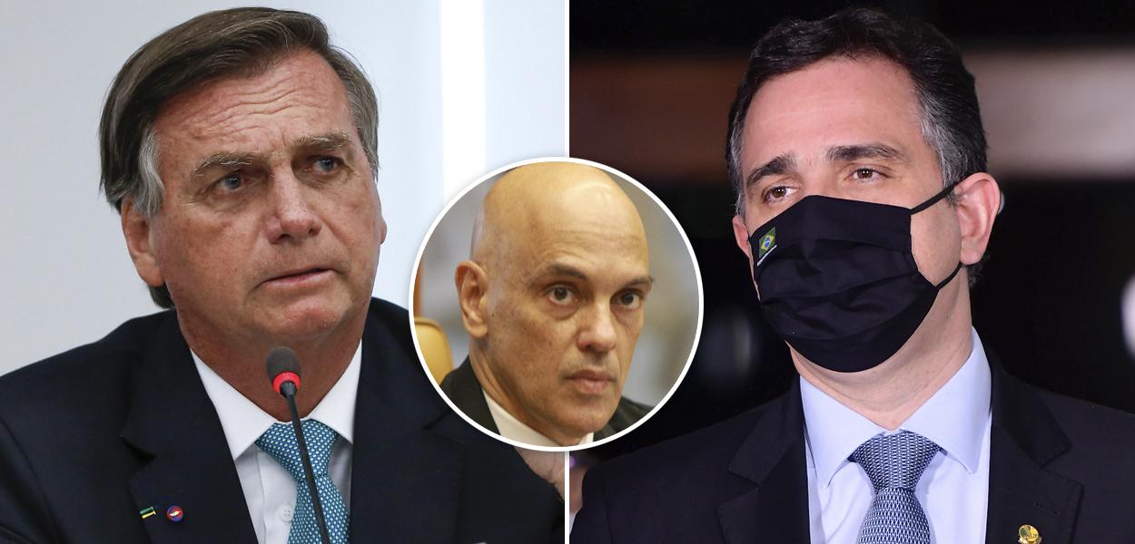 Bolsonaro, Alexandre de Moraes e Rodrigo Pacheco