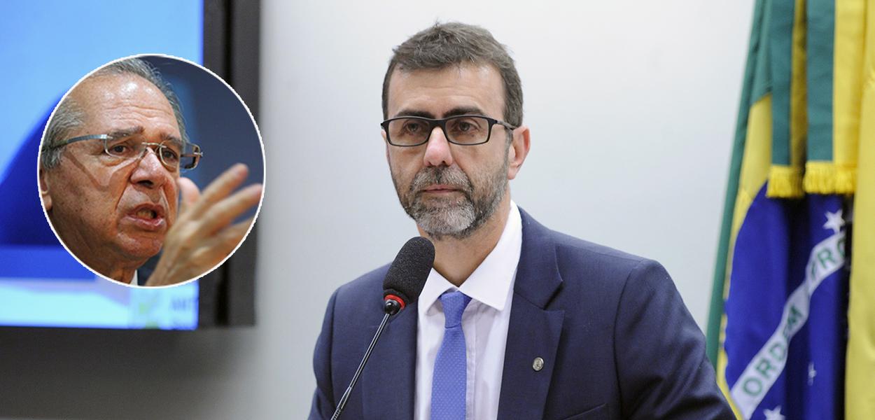 Ministro da Economia, Paulo Guedes, e o deputado Marcelo Freixo