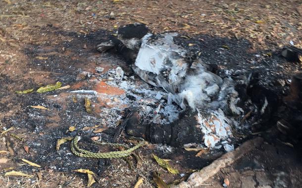Estátua de Ogum é encontrada no chão queimada na Praça dos Orixás, em Brasília