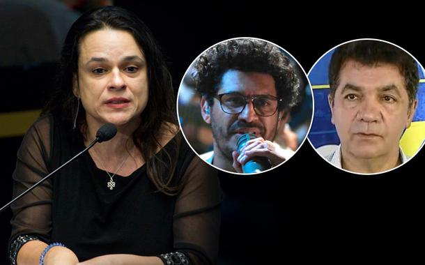 Deputada Janaína Paschoal, cantor Criolo e o prefeito de Criciúma, Clésio Salvaro (PSDB)