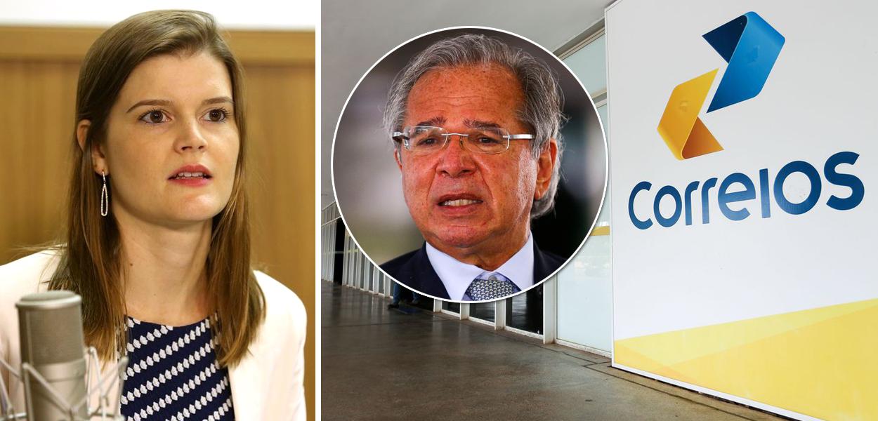 Secretária especial do Programa de Parcerias de Investimentos (PPI), Martha Seillier, ministro da Economia, Paulo Guedes, e os Correios