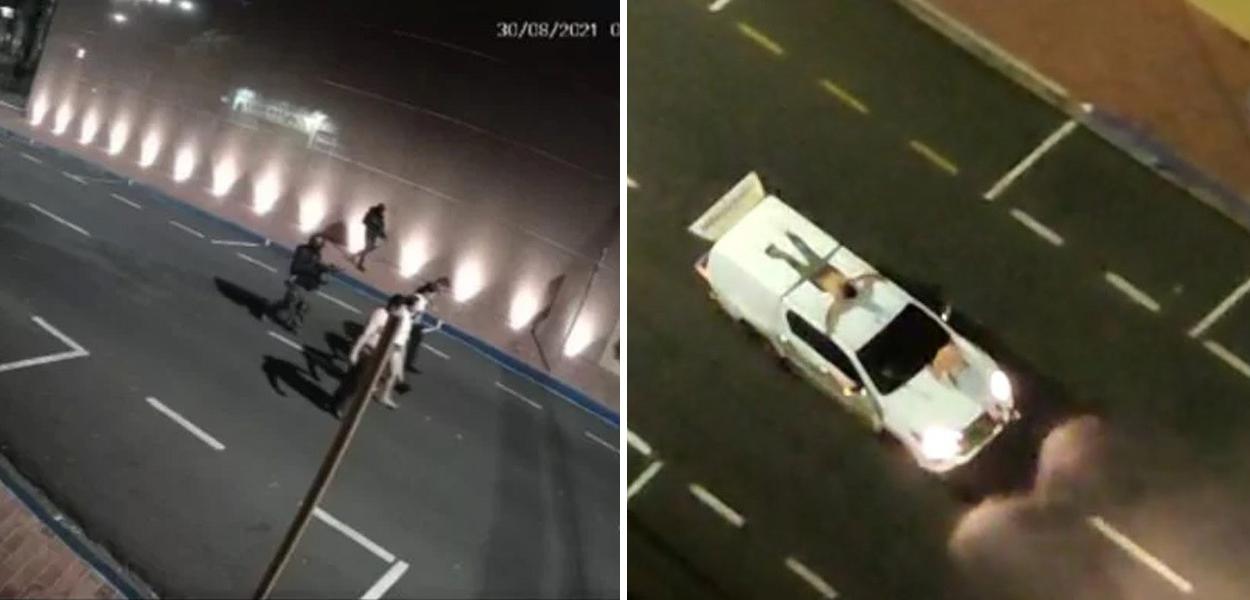 Reféns são amarrados aos carros durante fuga da quadrilha que assaltou bancos em Araçatuba-SP