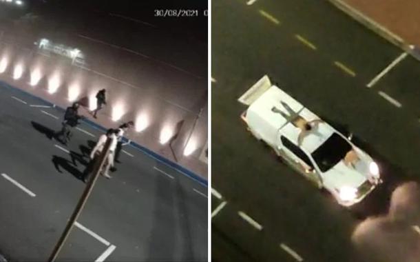 Reféns são amarrados aos carros durante fuga da quadrilha que assaltou bancos em Araçatuba-SP