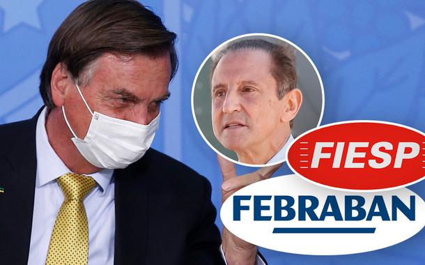 Jair Bolsonaro e Paulo Skaf no detalhe