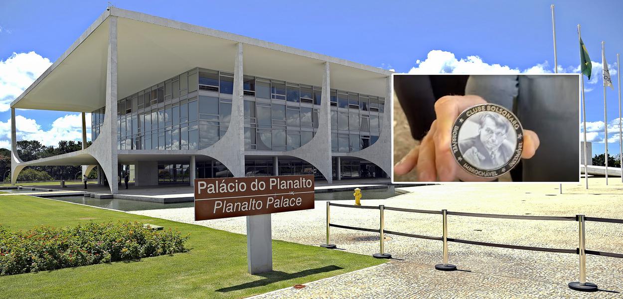 Palácio do Planalto e a medalha exibida por Jair Bolsonaro