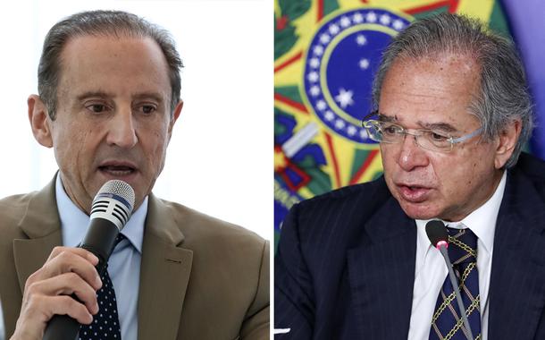 Presidente da Fiesp, Paulo Skaf, e o ministro da Economia, Paulo Guedes