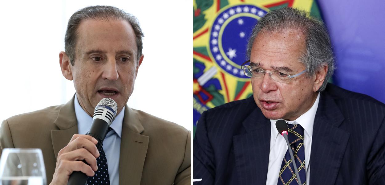 Presidente da Fiesp, Paulo Skaf, e o ministro da Economia, Paulo Guedes