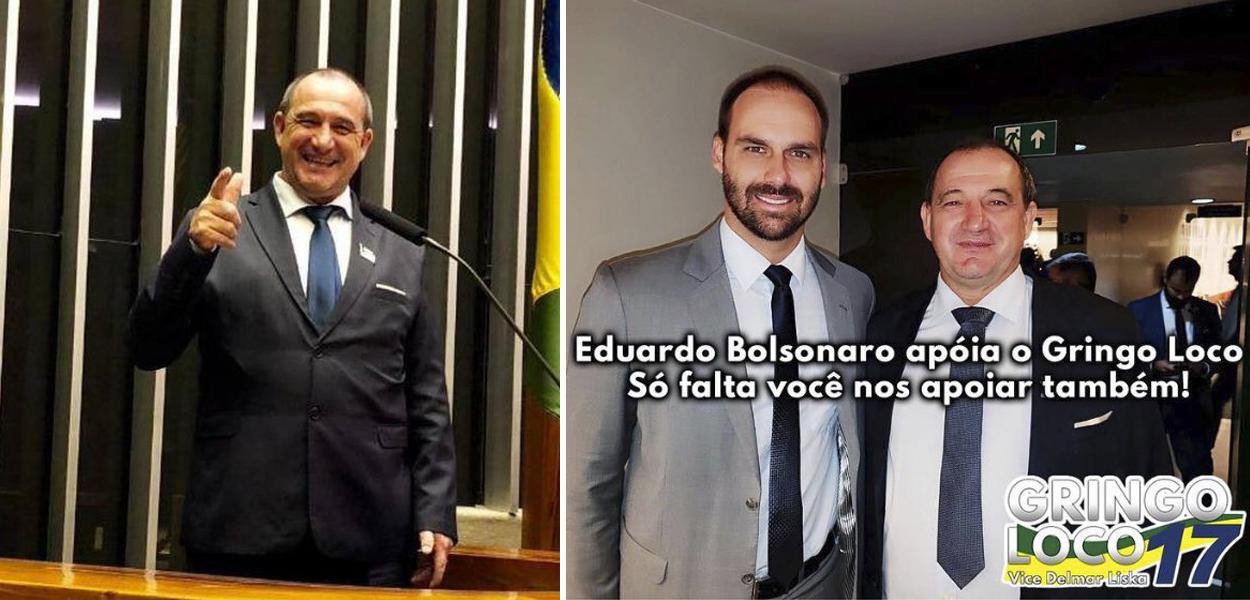 Prefeito de Cerro Grande do Sul (RS), Gilmar João Alba, e o deputado federal Eduardo Bolsonaro