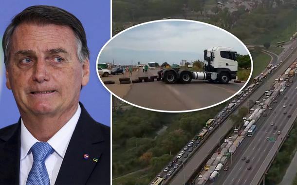 Bolsonaro e caminhoneiros em greve