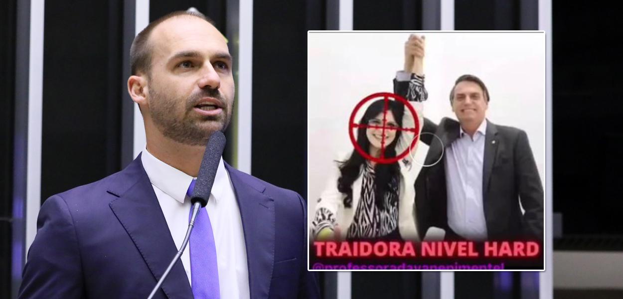 Eduardo Bolsonaro, Dayane Pimentel e Jair Bolsonaro