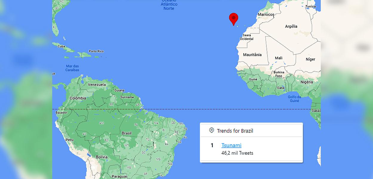 Localização do vulcão Cumbre Vieja