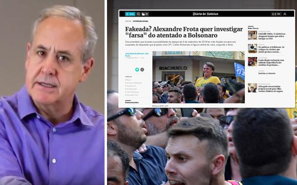 Jornalista Joaquim de Carvalho e a imagem da suposta facada em Jair Bolsonaro mais uma captura da reportagem da imprensa portuguesa