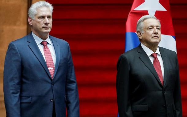 Presidente de Cuba, Miguel Díaz-Canel, e o presidente do México, Andres Manuel Lopez Obrador