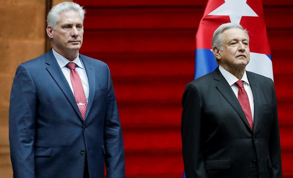Presidente de Cuba, Miguel Díaz-Canel, e o presidente do México, Andres Manuel Lopez Obrador