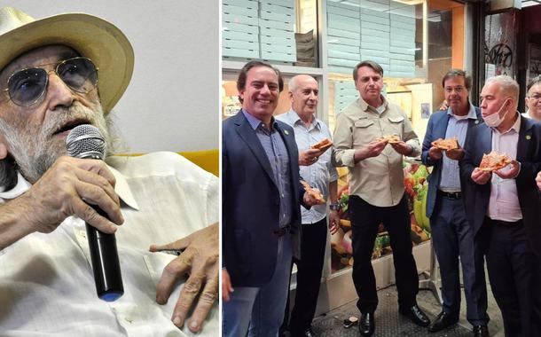 Alex Solnik e Bolsonaro com sua comitiva em Nova York